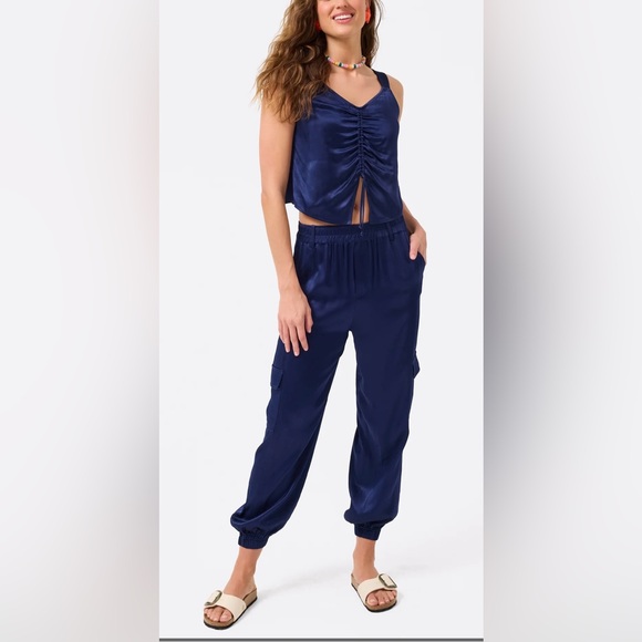 Terez Pants - Terez Silky Satin Cargo Style Joggers